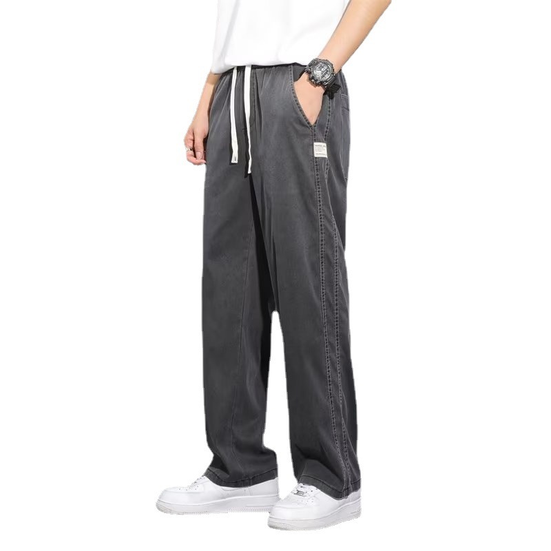 Men's Straight Tube Loose Ice Silk Wide Leg Pants - voxoly store