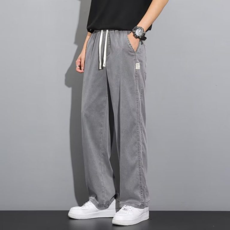 Men's Straight Tube Loose Ice Silk Wide Leg Pants - voxoly store